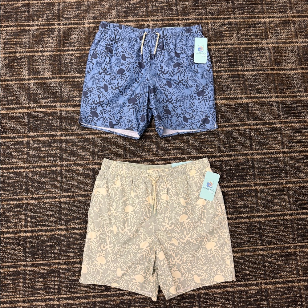 Laguna Men’s Dual Pack: Navy and Cream Swim Trunks
